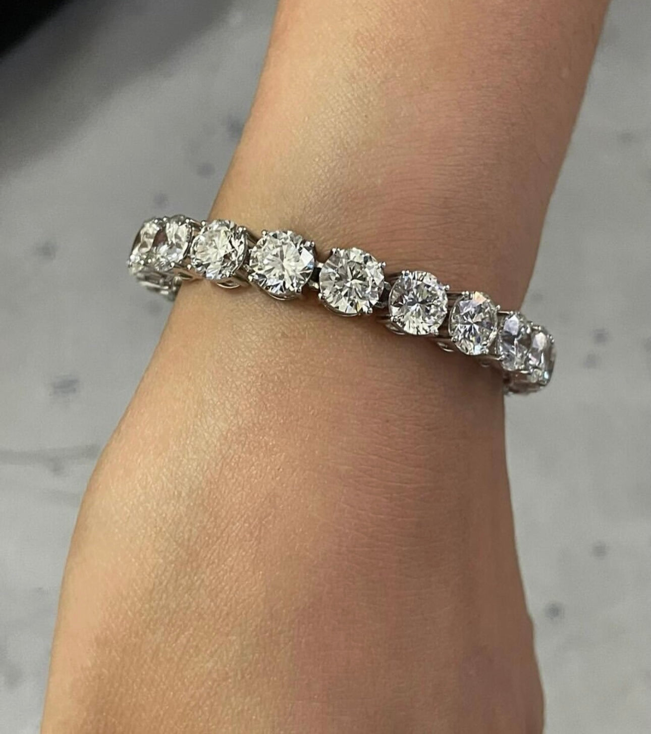 1 Carat Each Moissanite Tennis Bracelet on Silver Base 925 White Gold Plated 14Kt