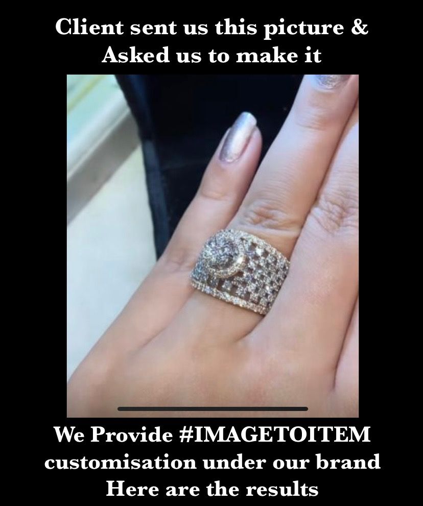 Statement Diamond Ring by Luxury Souvenir-EXCLUSIVE, 3 Carat Moissanite 14Kt Hallmarked Gold and Entire band with moissanite