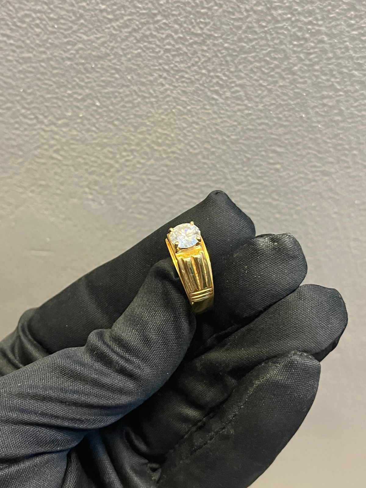 Solitaire Ring 1 Carat for Men - 14Kt Hallmarked Gold & Certified Moissanite Diamond