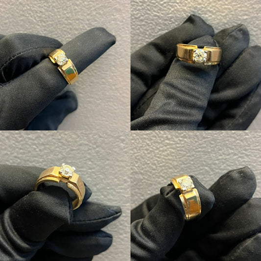 Men Solitaire Ring 50 Cent - 14Kt Hallmarked Gold & Certified Moissanite Diamond (SKU2)