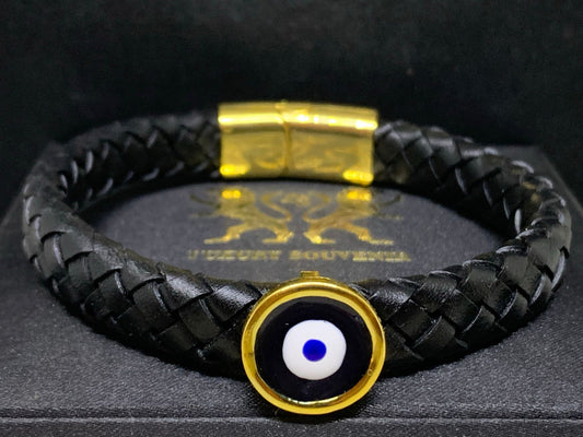 Evil Eye Black German Cord 925 Silver 24Kt Gold Plated Enamel Inlay Meenakari Work