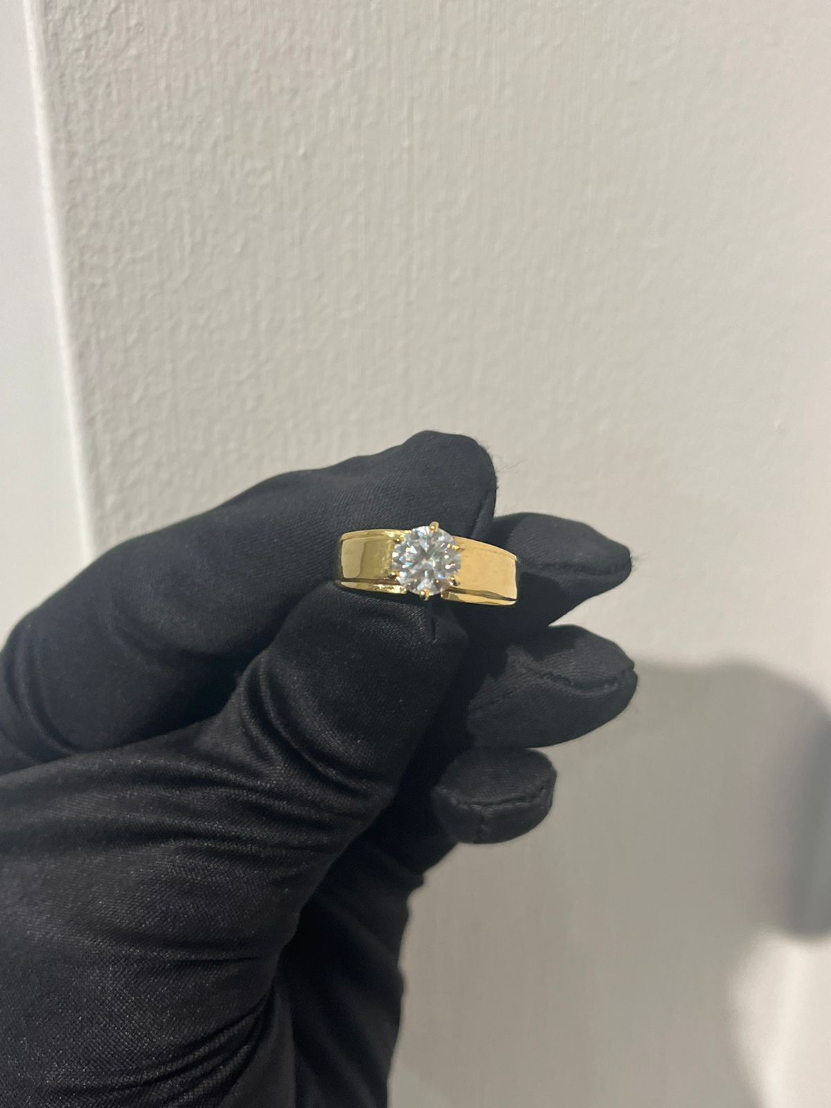 Solitaire Ring 1 Carat for Men - 14Kt Hallmarked Gold & Certified Moissanite Diamond (SKU2)