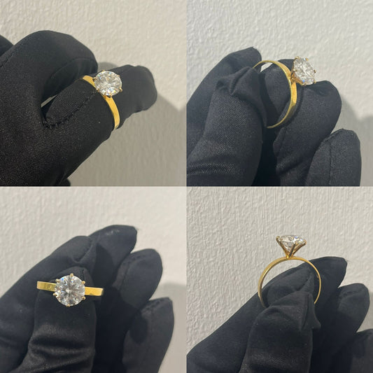 Solitaire Ring 2 Carat for Women Elevated Diamond Setting - 18Kt Hallmarked Gold & Certified Moissanite Diamond