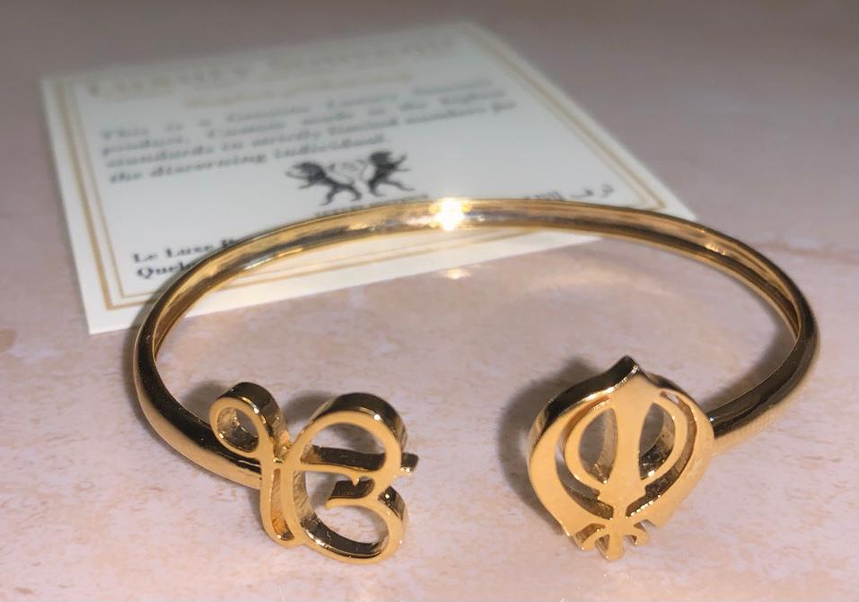 Ekonkar Khanda Unisex Cuff in 92.5% Silver 24kt Gold Plated
