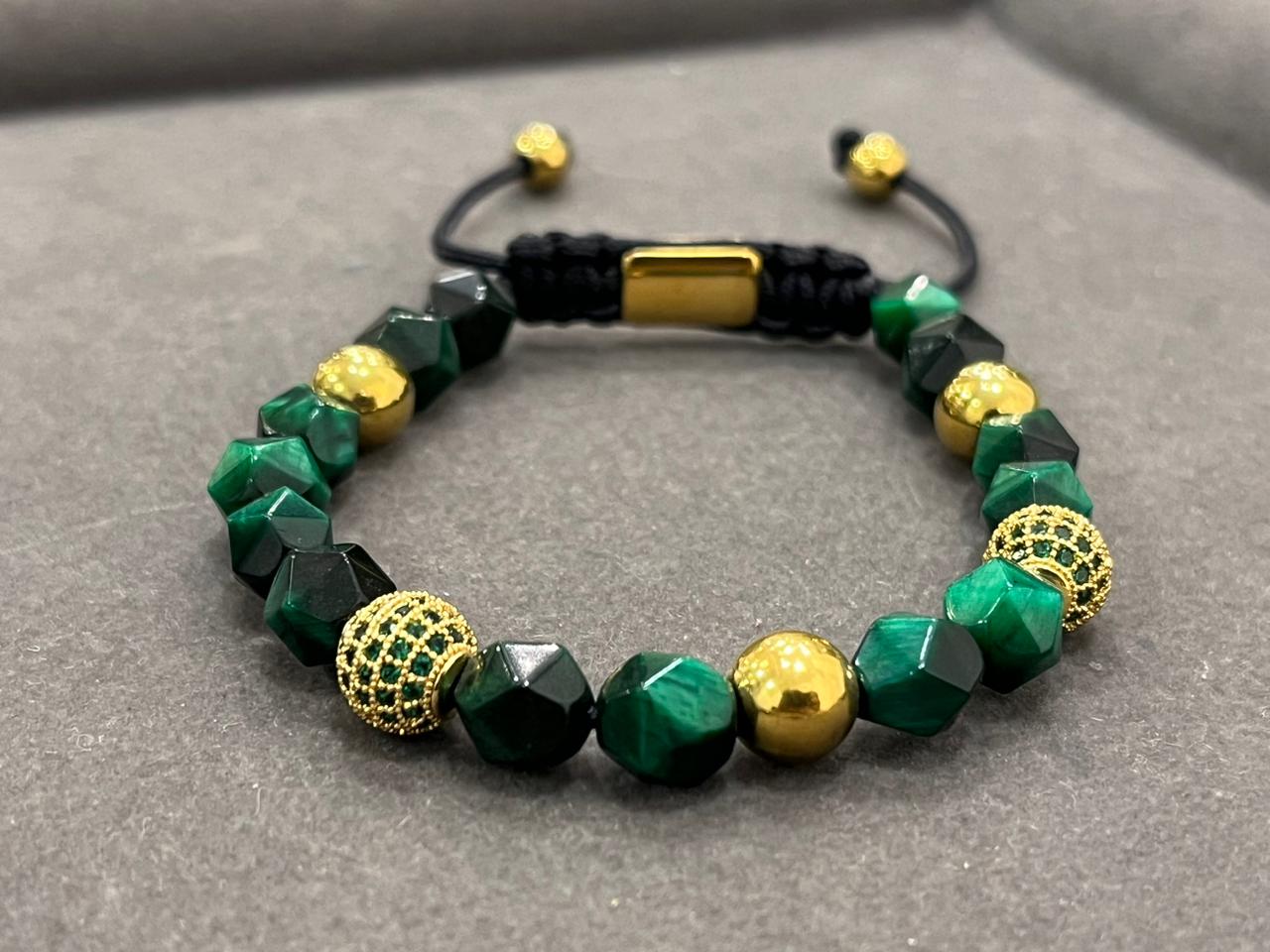 Exotic Green Cut Diamond Bead Bracelet , One of One