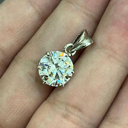 3 Carat Certified Moissanite Pendant in 92.5 Silver Base 18Kt White Gold Plated
