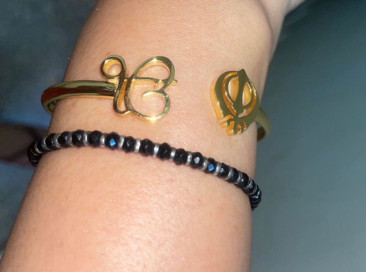 Ekonkar Khanda Unisex Cuff in 92.5% Silver 24kt Gold Plated