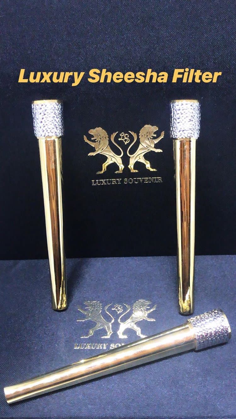 Classic Luxury Shisha Hookah Filter Mouth Piece Jewel, 24Kt Gold Plated ( Pure 92.5% Silver Base)