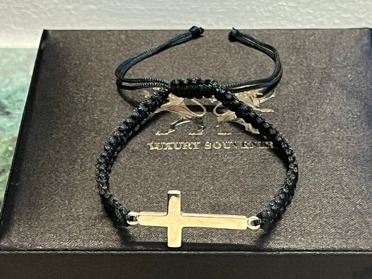 Cross Christian Motif jewel in Black Thread Classic