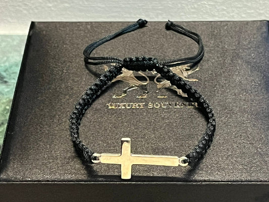 Cross Christian Motif jewel in Black Thread Classic