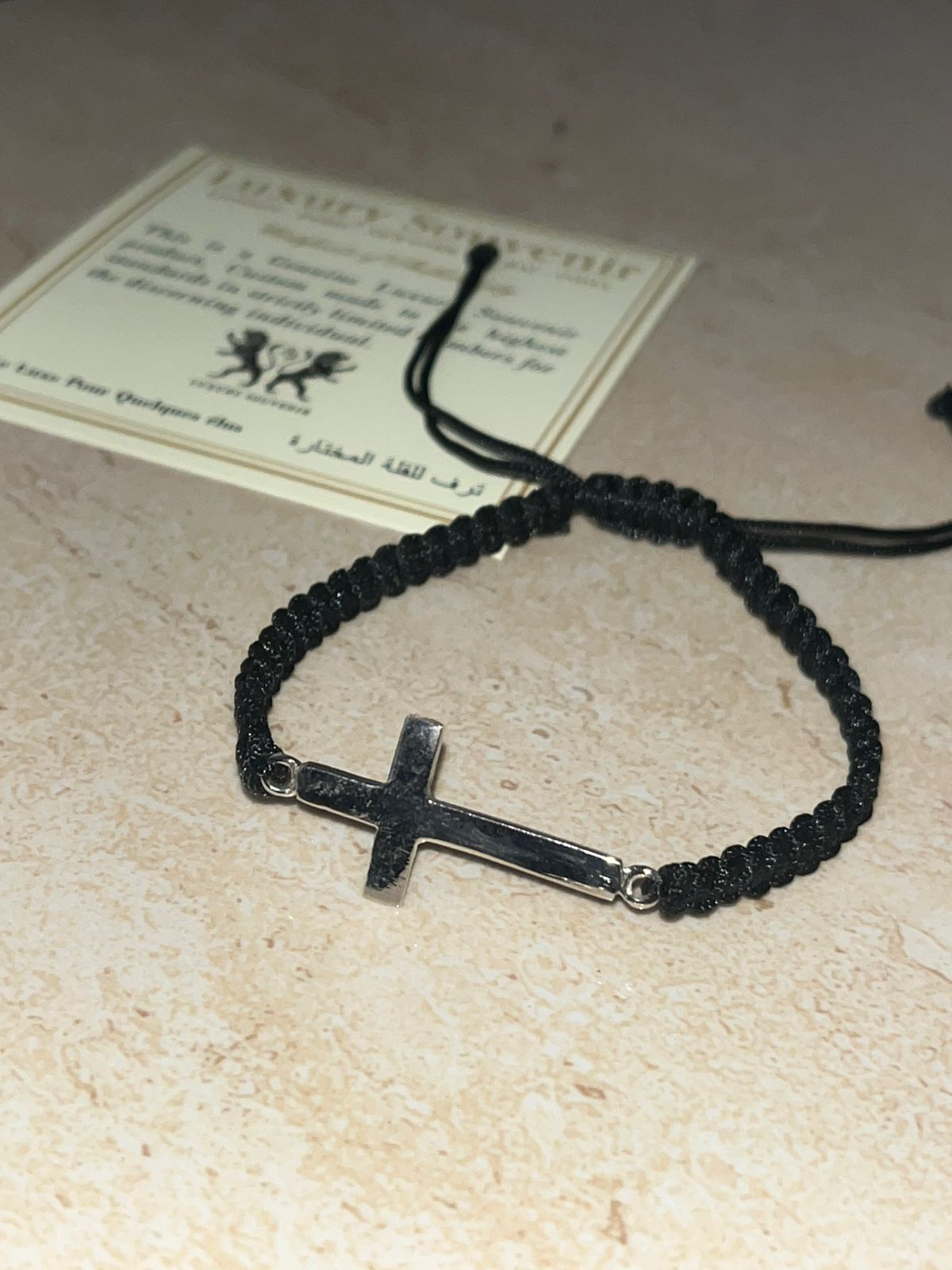 Cross Christian Motif jewel in Black Thread Classic