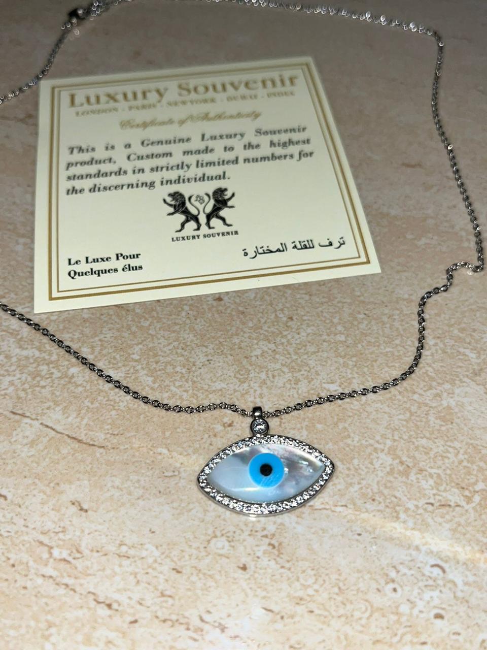 Evil Eye Neck Jewel SILVER WHITE GOLD PLATED