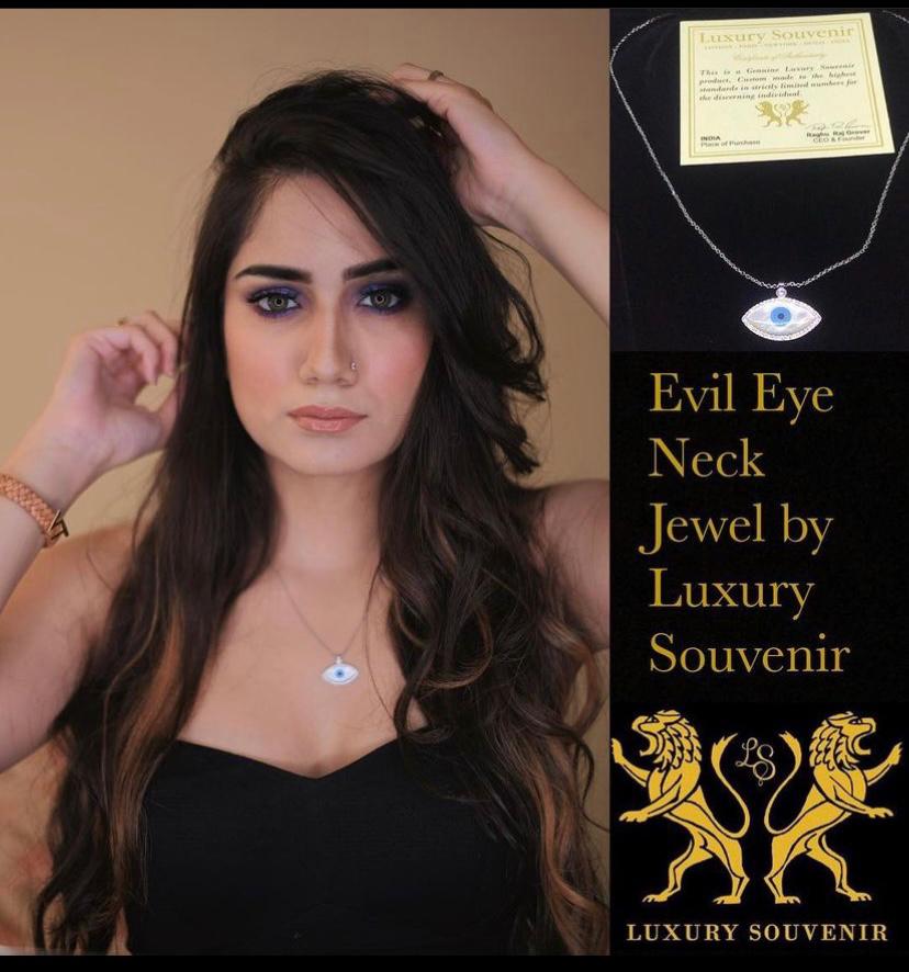 Evil Eye Neck Jewel SILVER WHITE GOLD PLATED