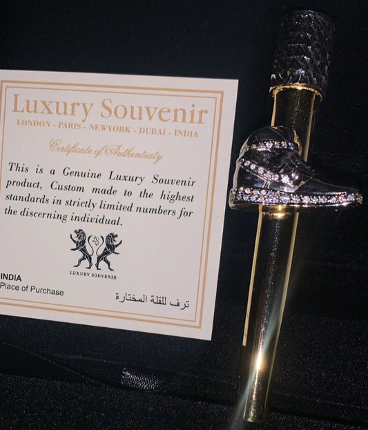 Sneaker Edition Diamond Luxury Shisha Hookah Filter Mouth Piece Jewel, 24Kt Gold Plated ( Pure 92.5% Silver Base)
