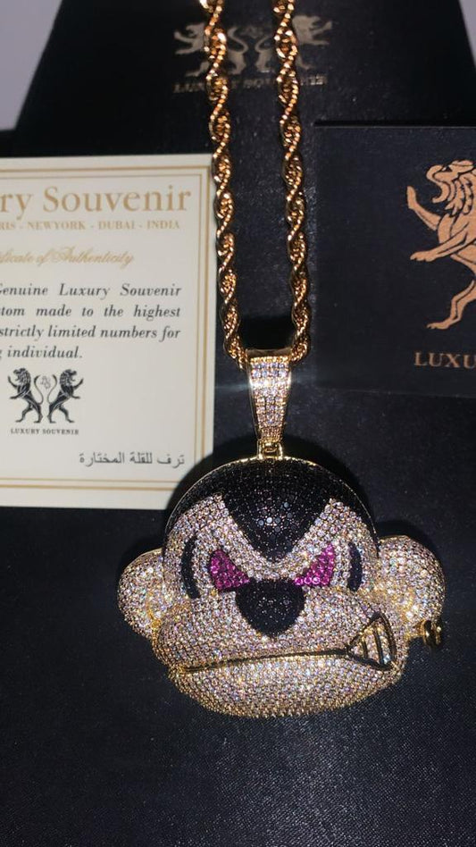 NFT Inspired Angry Monkey Diamond Pendant By Luxury Souvenir