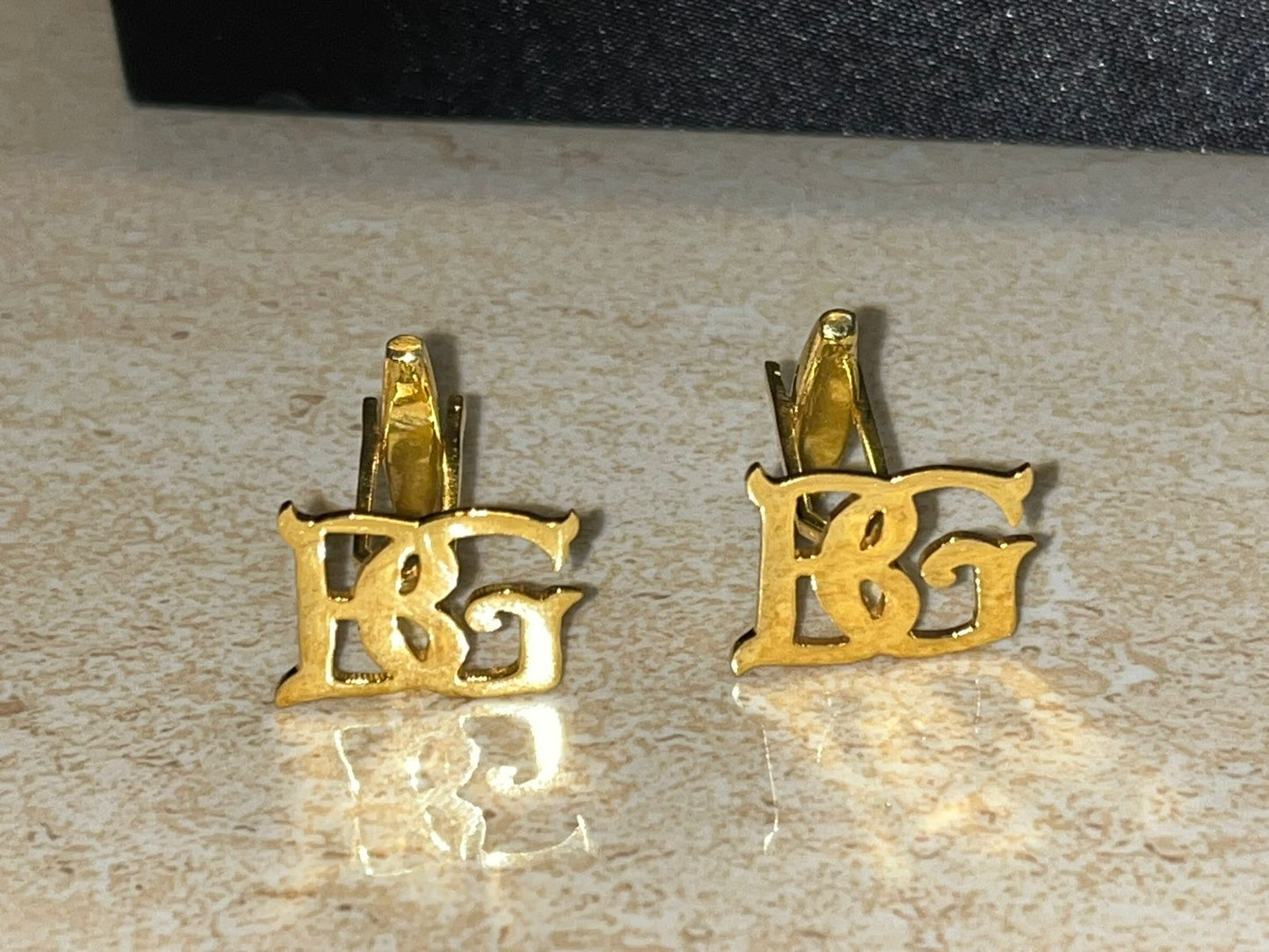 Monogrammed Cufflinks Custom Made Handcrafted in 925 Silver - 24Kt Gold Plated Finish.