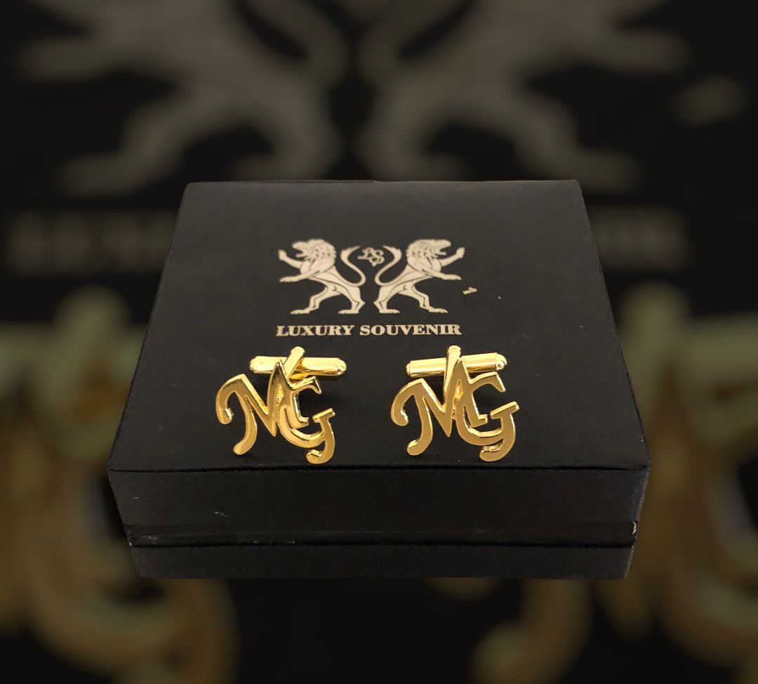 Monogrammed Cufflinks Custom Made Handcrafted in 925 Silver - 24Kt Gold Plated Finish.