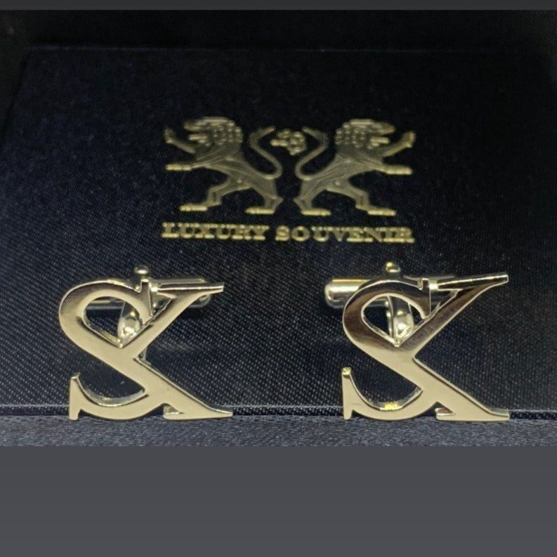 Monogrammed Cufflinks Custom Made Handcrafted in 925 Silver - 24Kt Gold Plated Finish.