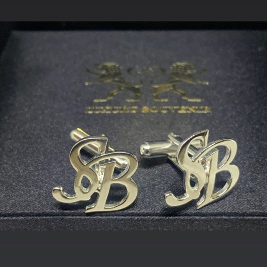 Monogrammed Cufflinks Custom Made Handcrafted in 925 Silver - 24Kt Gold Plated Finish.