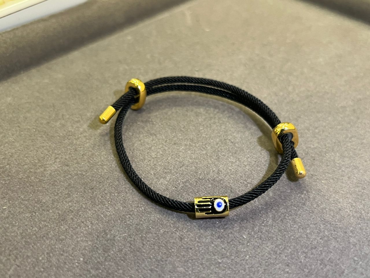 Classic Black Italian Rope Jewel in 24Kt Gold Plated with EVIL EYE Charm