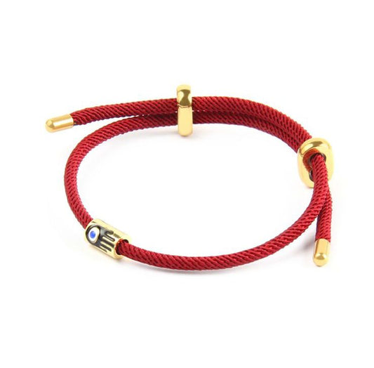 Classic Wine Red Italian Rope Jewel in 24Kt Gold Plated with EVIL EYE Charm