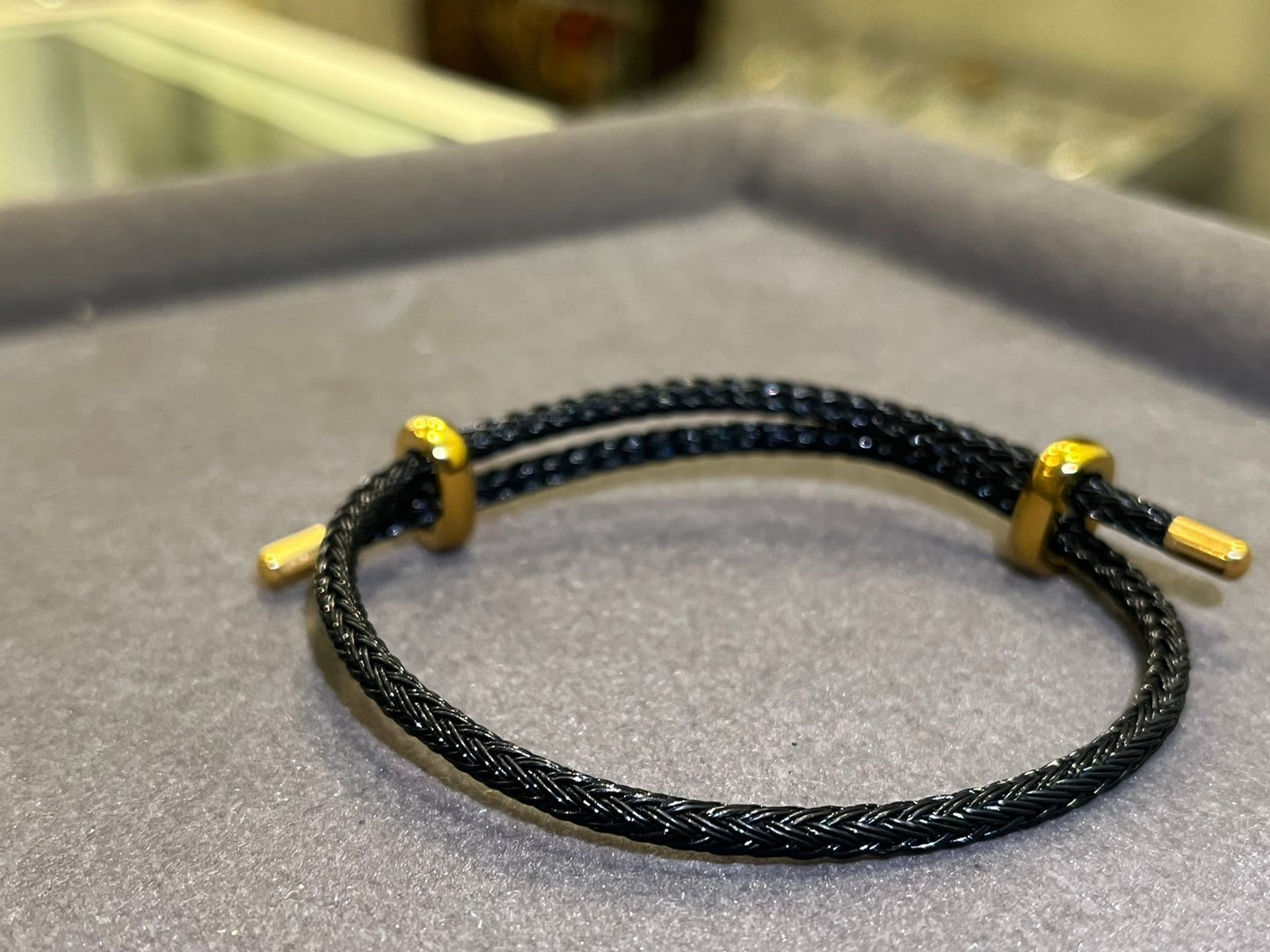 Classic Black Italian Leather Jewel in 24Kt Gold Plated Accents