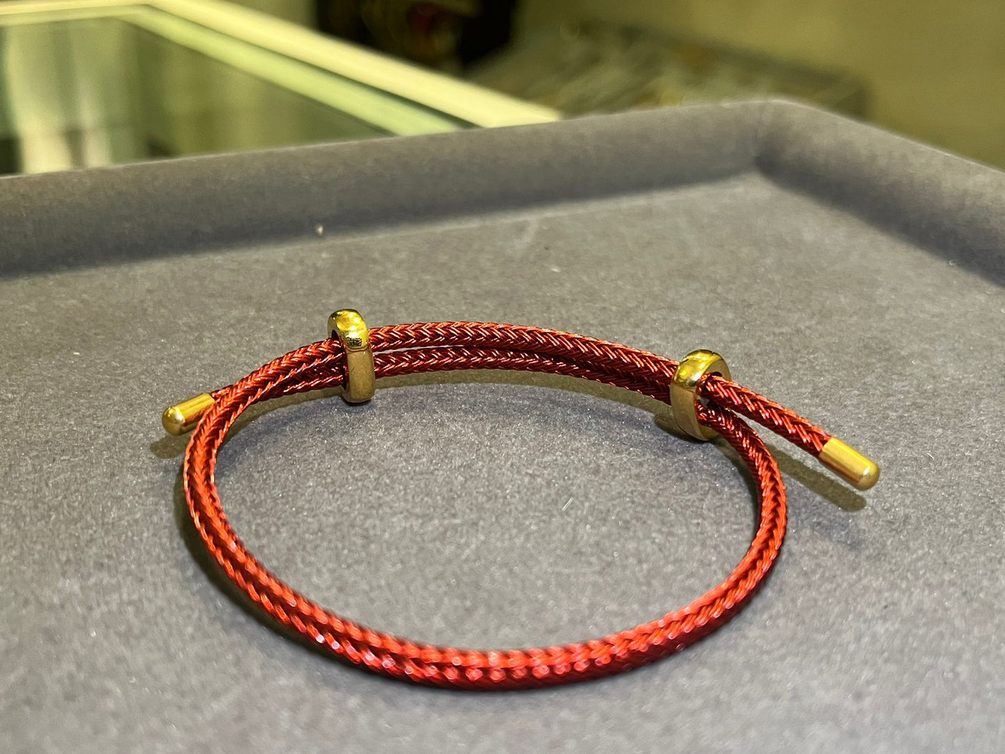 Classic Red Italian Leather Jewel in 24Kt Gold Plated Accents