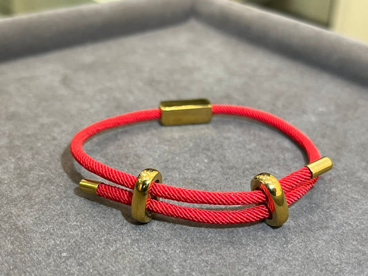 Classic Red Italian Rope Jewel in 24Kt Gold Plated with Block Charm ( Monogrammed )