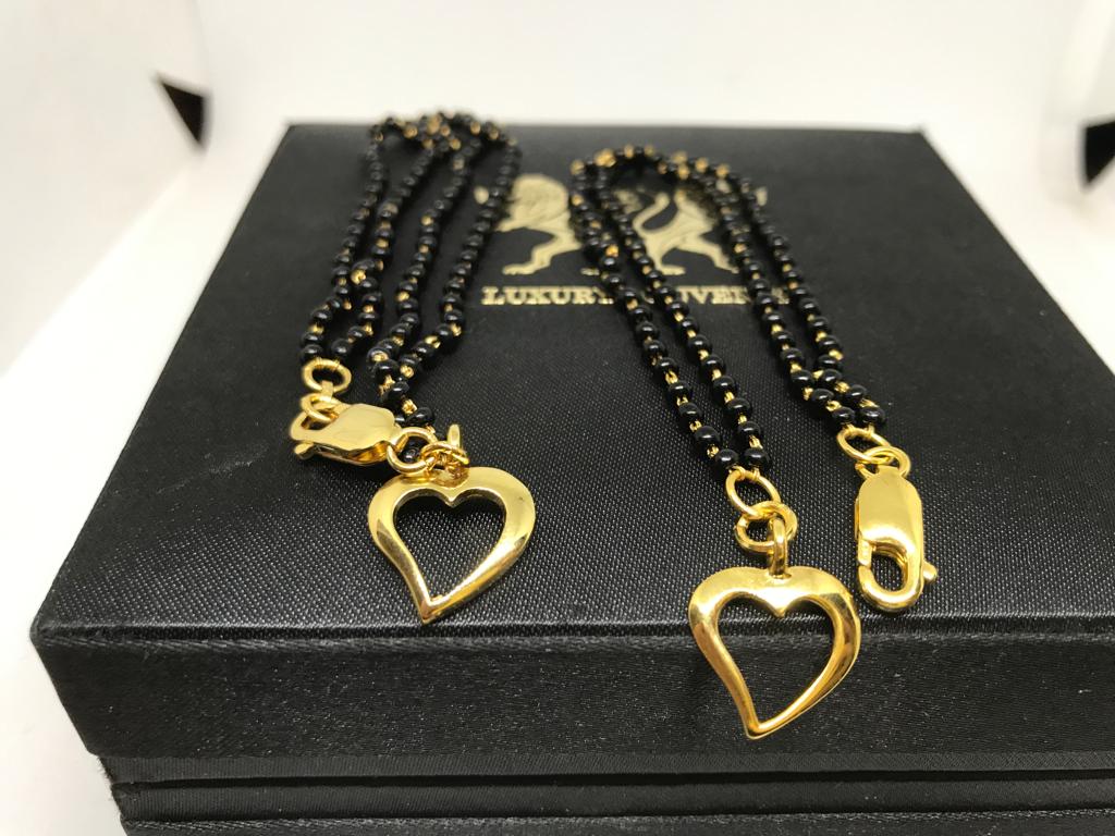 Heart Tag Nazaria Hand Mangalsutra Jewel 925 Silver 24Kt Gold Plated