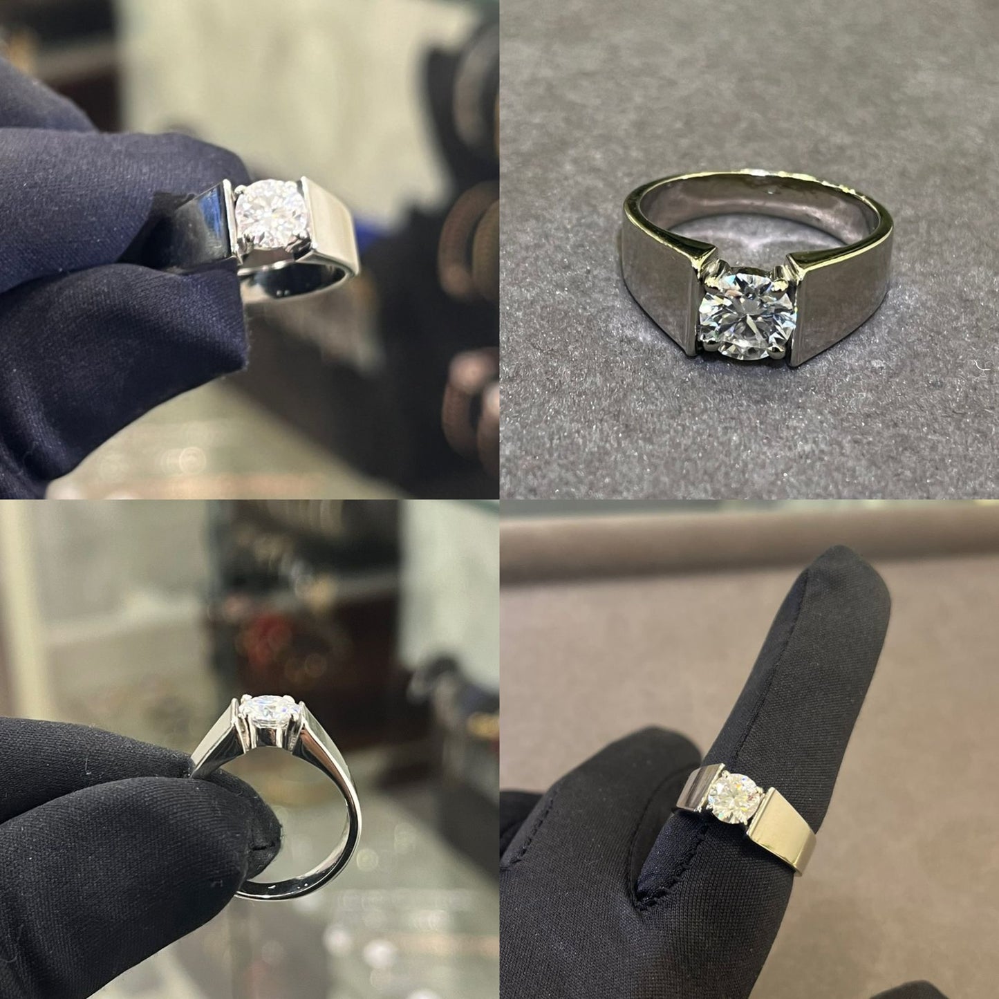 1 Carat Solitaire Ring for Men - 18Kt White Hallmarked Gold & Certified GRA Moissanite Diamond