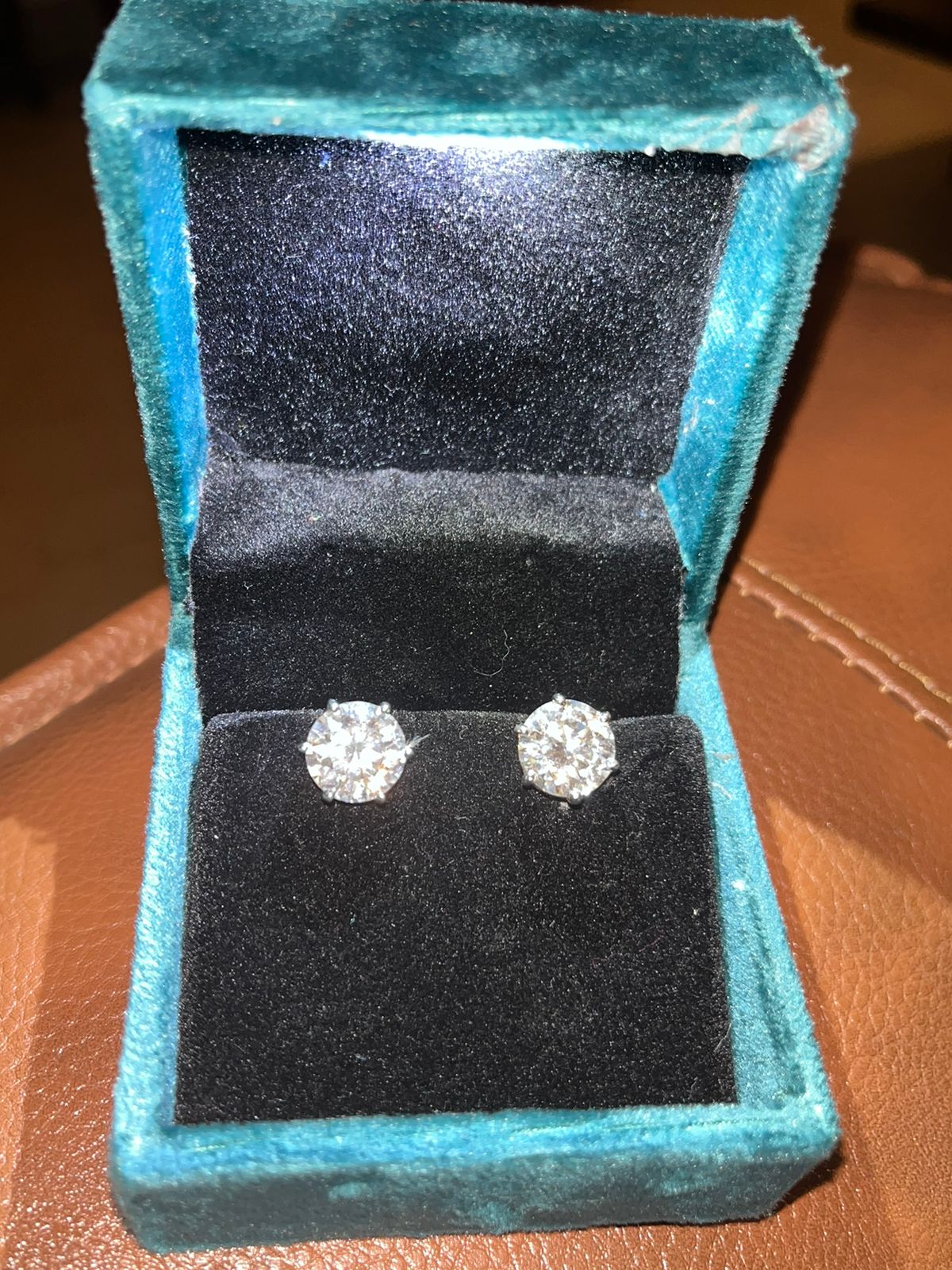 5 Carat Each Ear Pair of  Certified Moissanite Solitaire Earings in 18Kt Hallmarked Gold