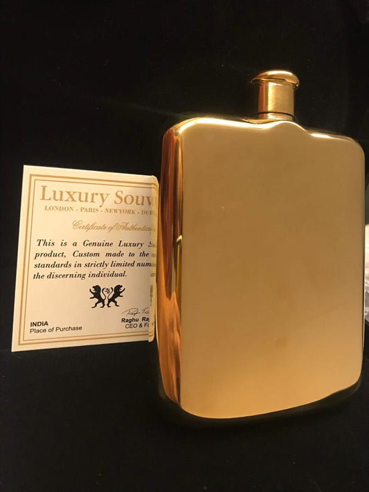 Gold Plated Hip Flask , Can be Monogramed with Engraved Initials ONE OF A KIND