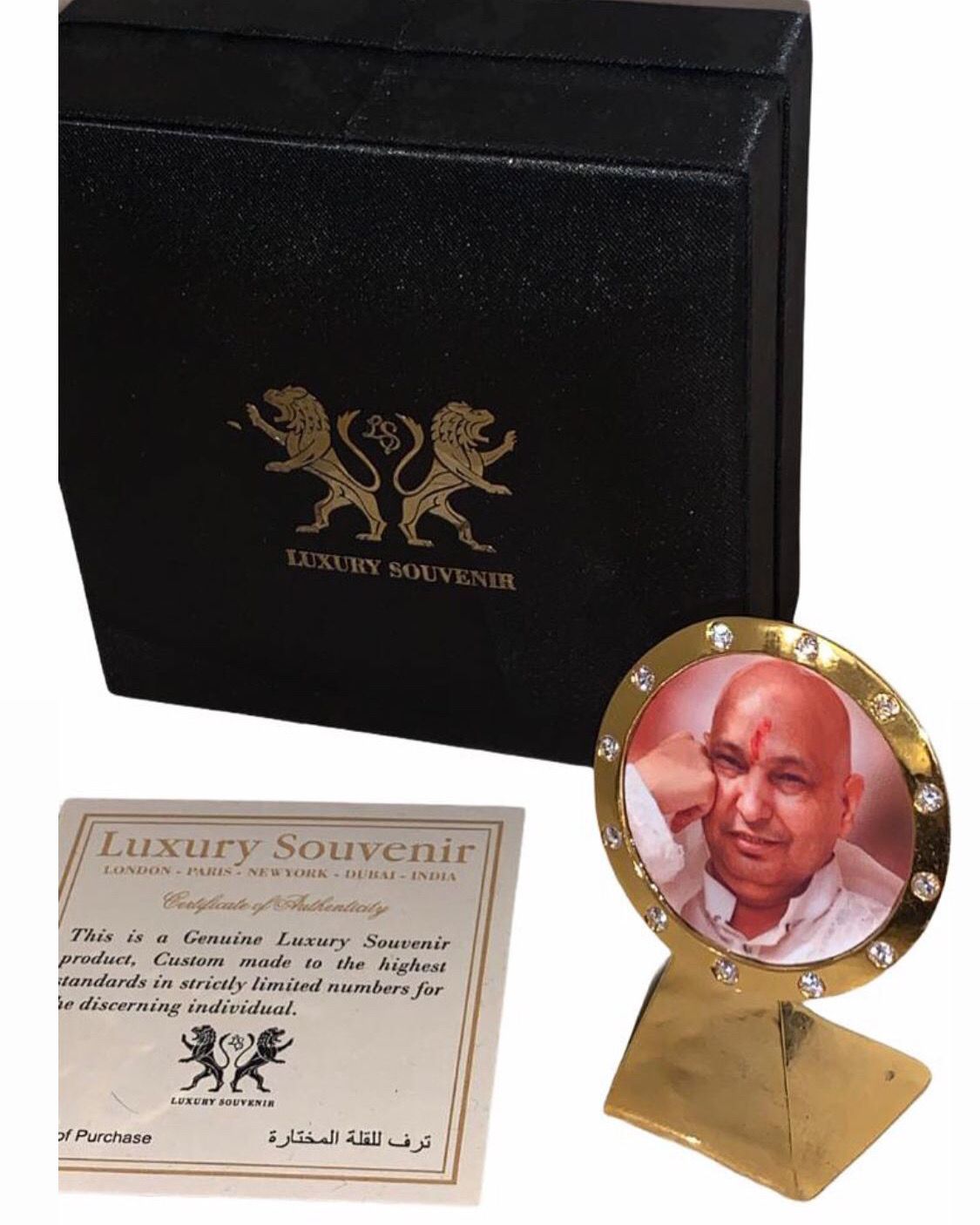 24Kt Gold Plated Car Dashboard Emblem Souvenir - Pure Silver Gold Plated Swarovski Diamonds