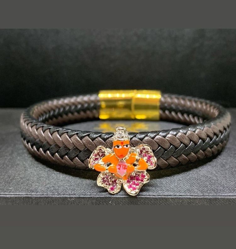 Hanuman Ji Bracelet by Luxury Souvenir, Handcrafted Meena Work