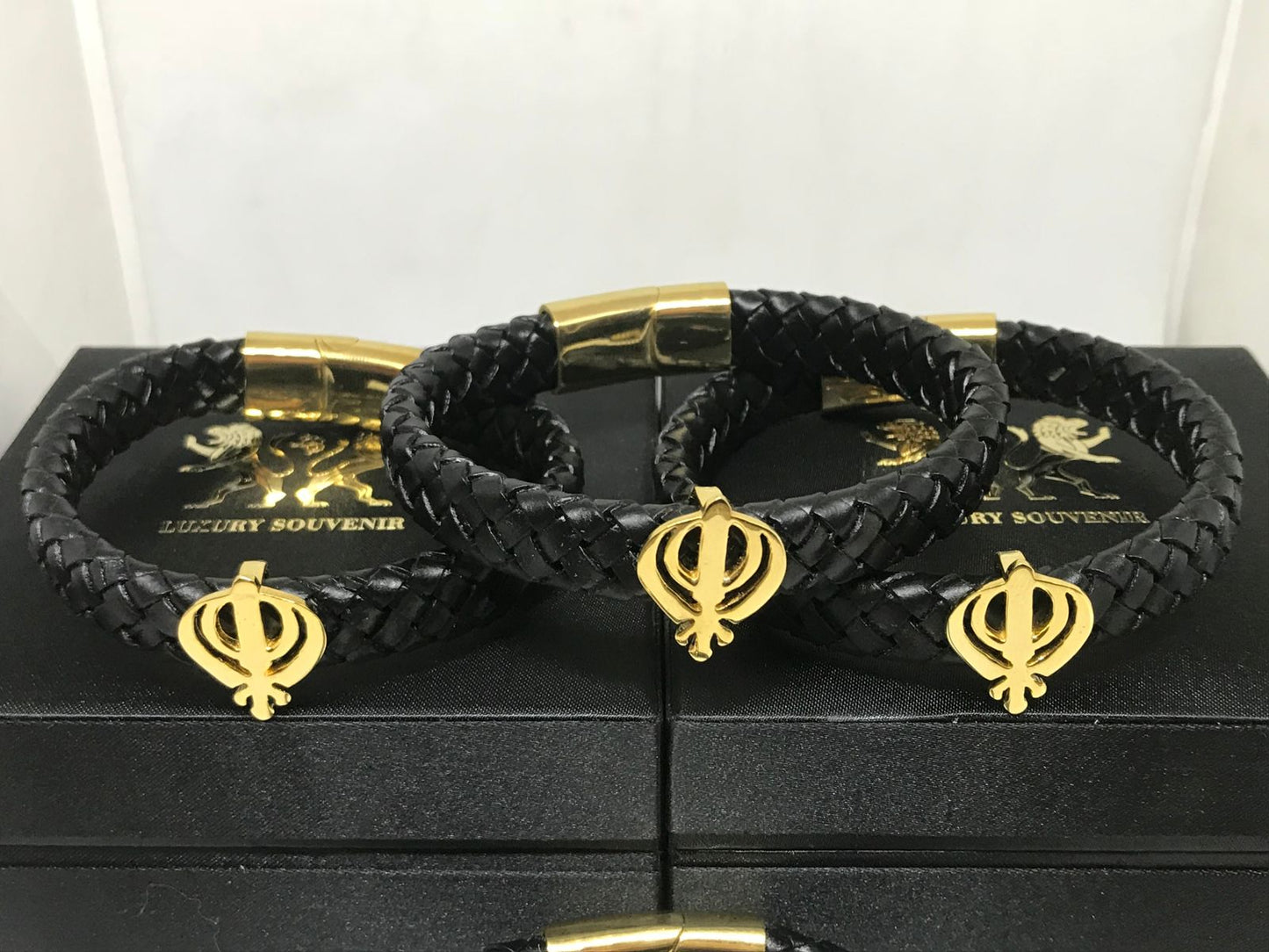 KHANDA 24Kt Gold Plated PURE SILVER 925 On Black German Thick Cord