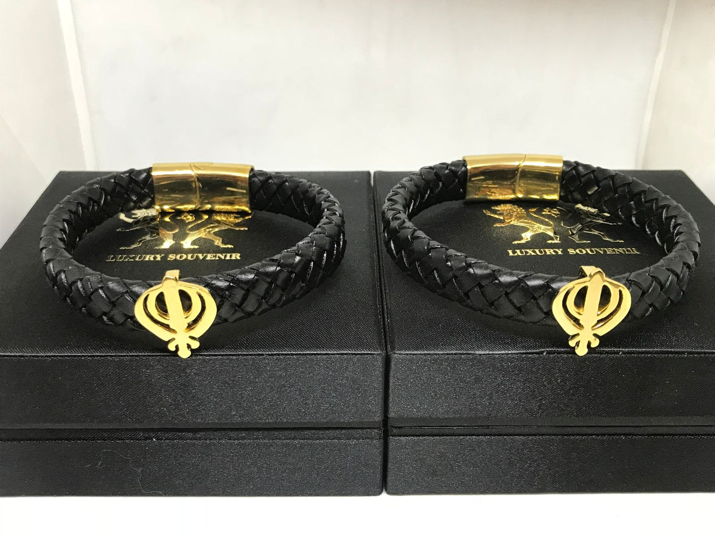 KHANDA 24Kt Gold Plated PURE SILVER 925 On Black German Thick Cord