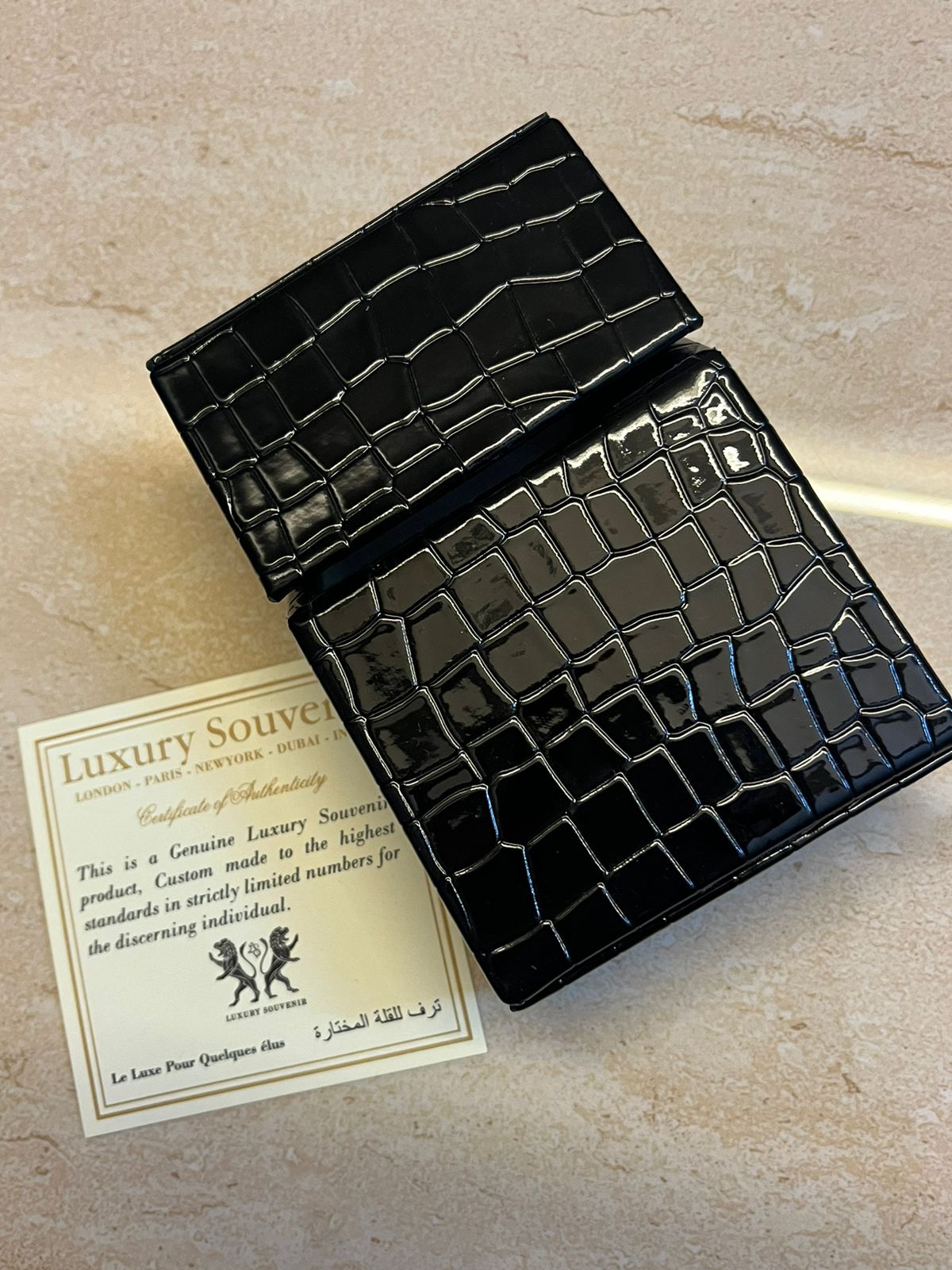Exotic Black Croc Leather Cigarette Box Case ( Can Be Customised with 24Kt Gold )