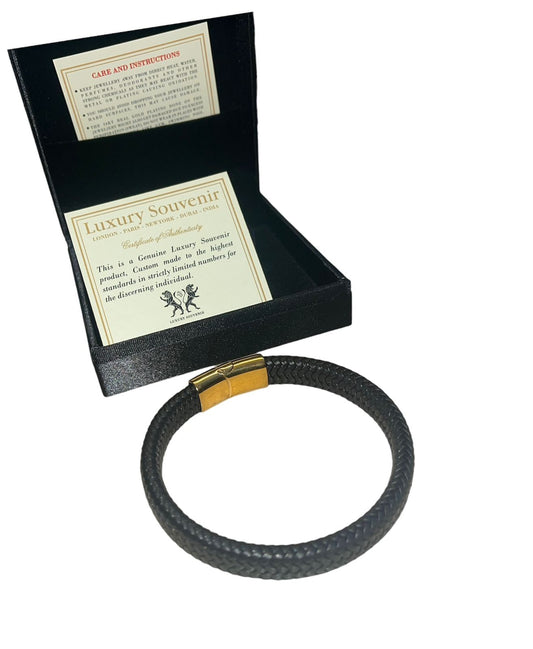 Classic Plain German Cord with Magnet Lock - Black with 24KT Gold Lock