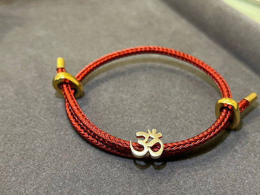 OM- Classic Red Italian Leather Jewel in 24Kt Gold Plated