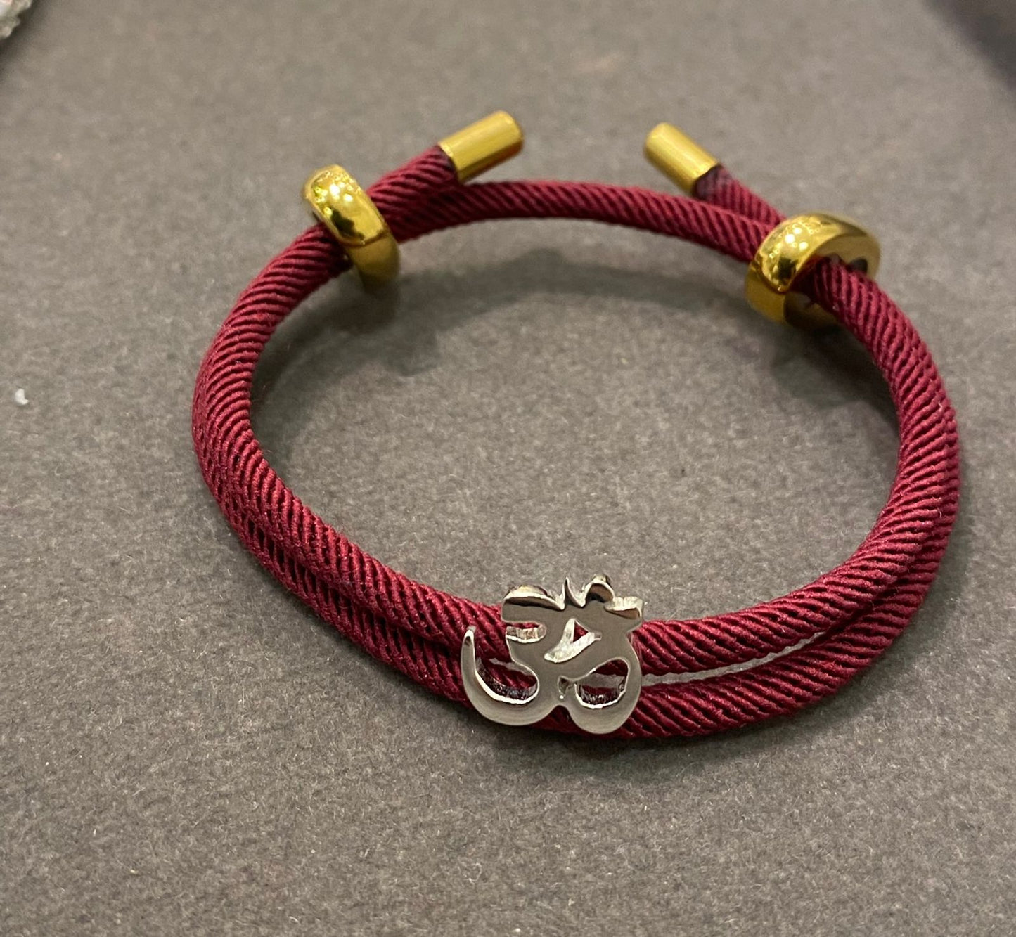 OM- Classic Wine Red Italian Rope Jewel in 24Kt Gold Plated