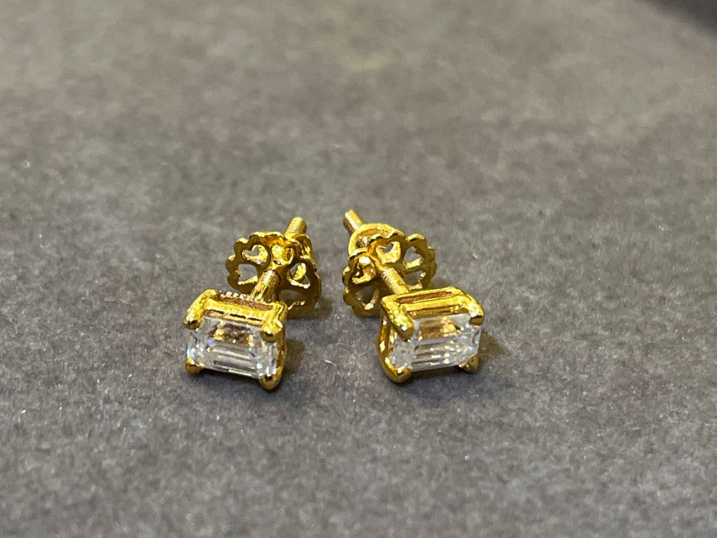 Emerald Moissanite Diamond Earring - 50 Cent Each in 14Kt Hallmarked Gold