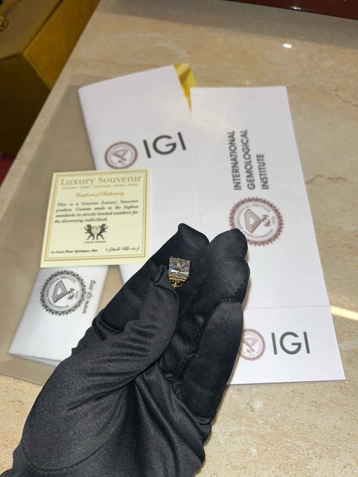 5 Carat Princess Cut IGI Certified Lab Grown Diamond Single Piece in 18Kt Gold