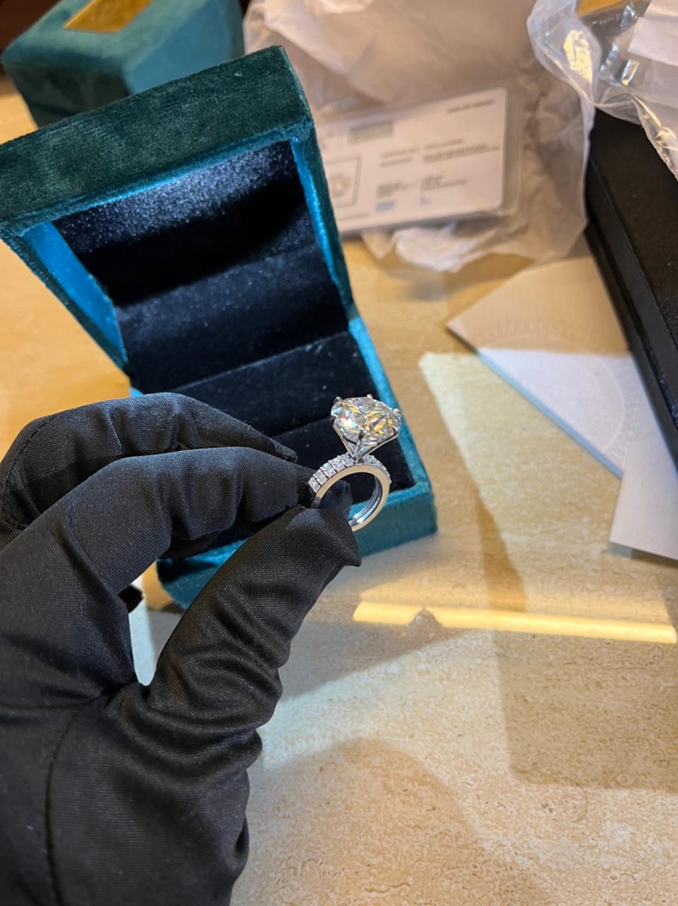 10 Carat Moissanite Ring in 18Kt Hallmarked  White Gold
