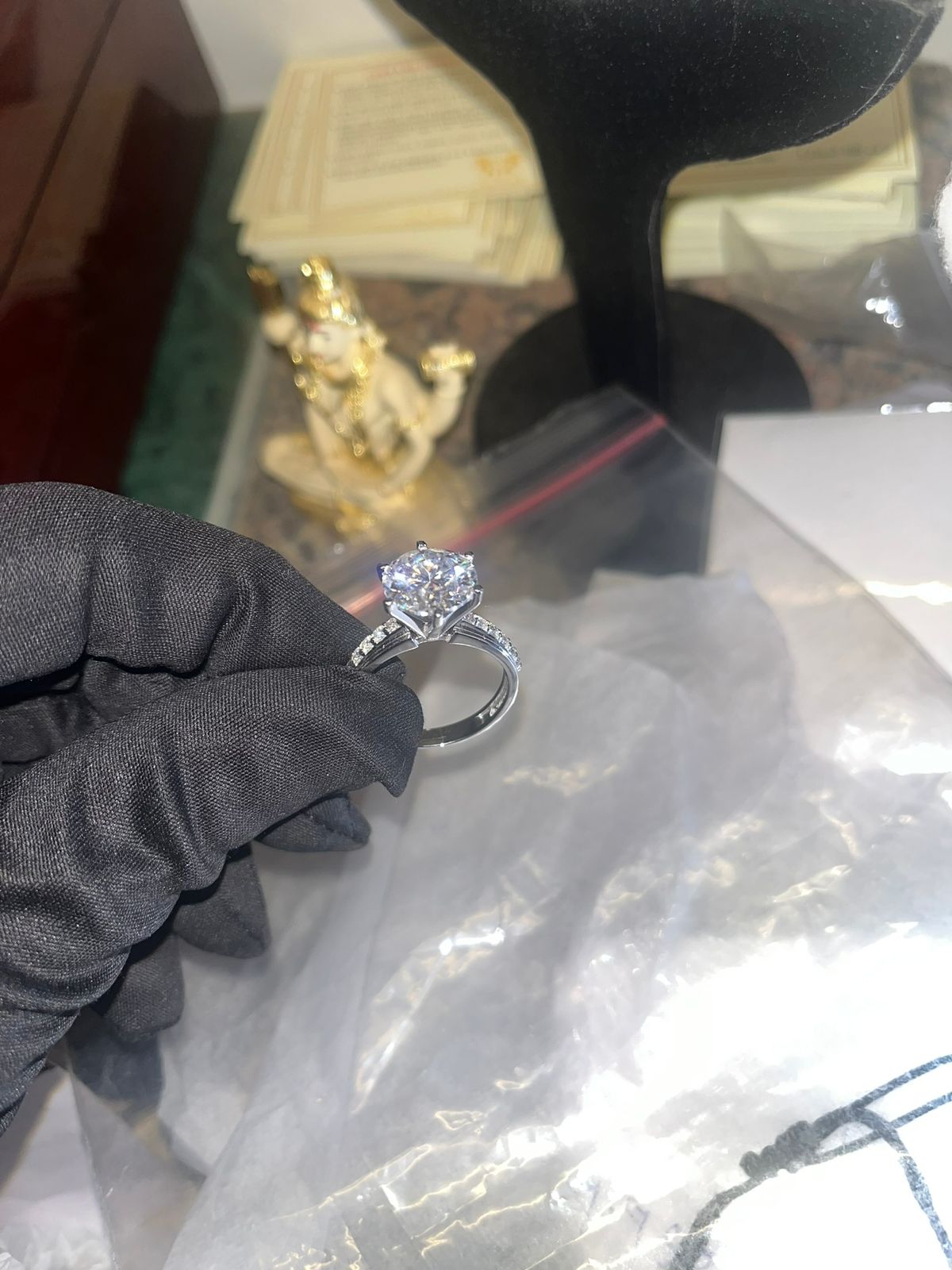 4 Carat Moissanite Diamond Ring in 14Kt Hallmarked Gold