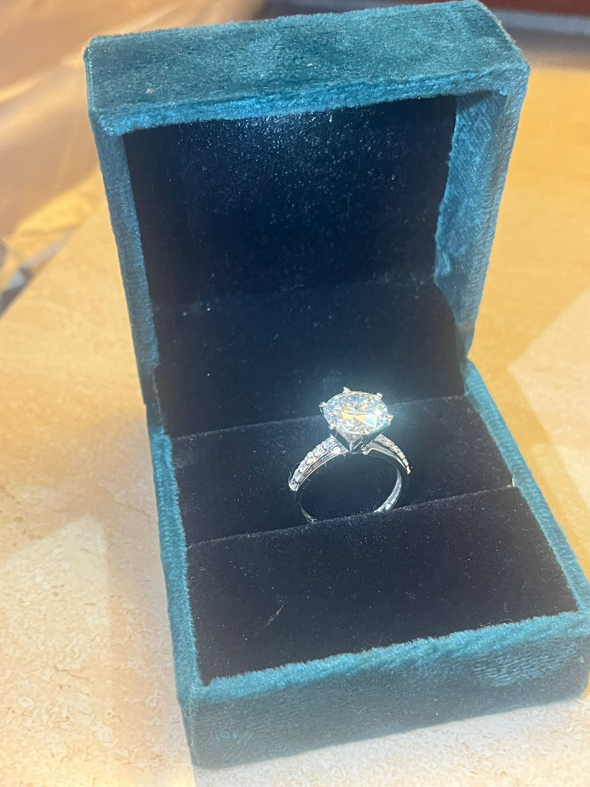 4 Carat Moissanite Diamond Ring in 14Kt Hallmarked Gold