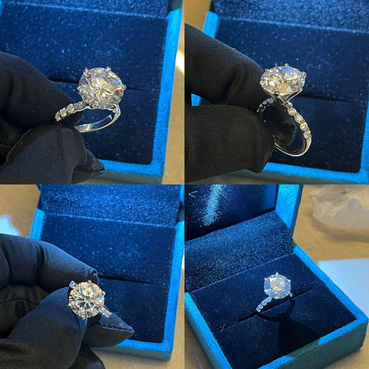 8 Carat Lab Grown Round Diamond Ring in 18Kt White Gold Base
