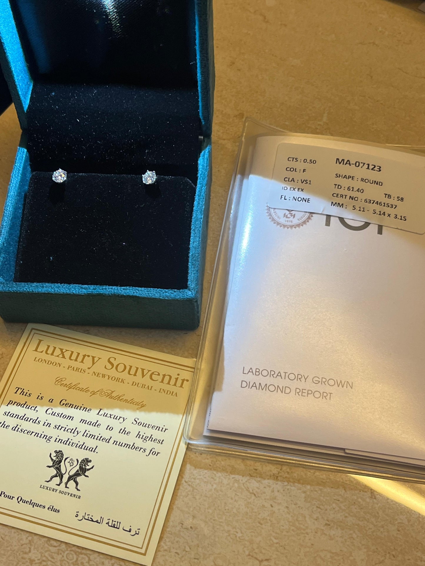 50 CENT EACH EAR LAB GROWN DIAMOND EARINGS STUDS IN 14KT GOLD BASE