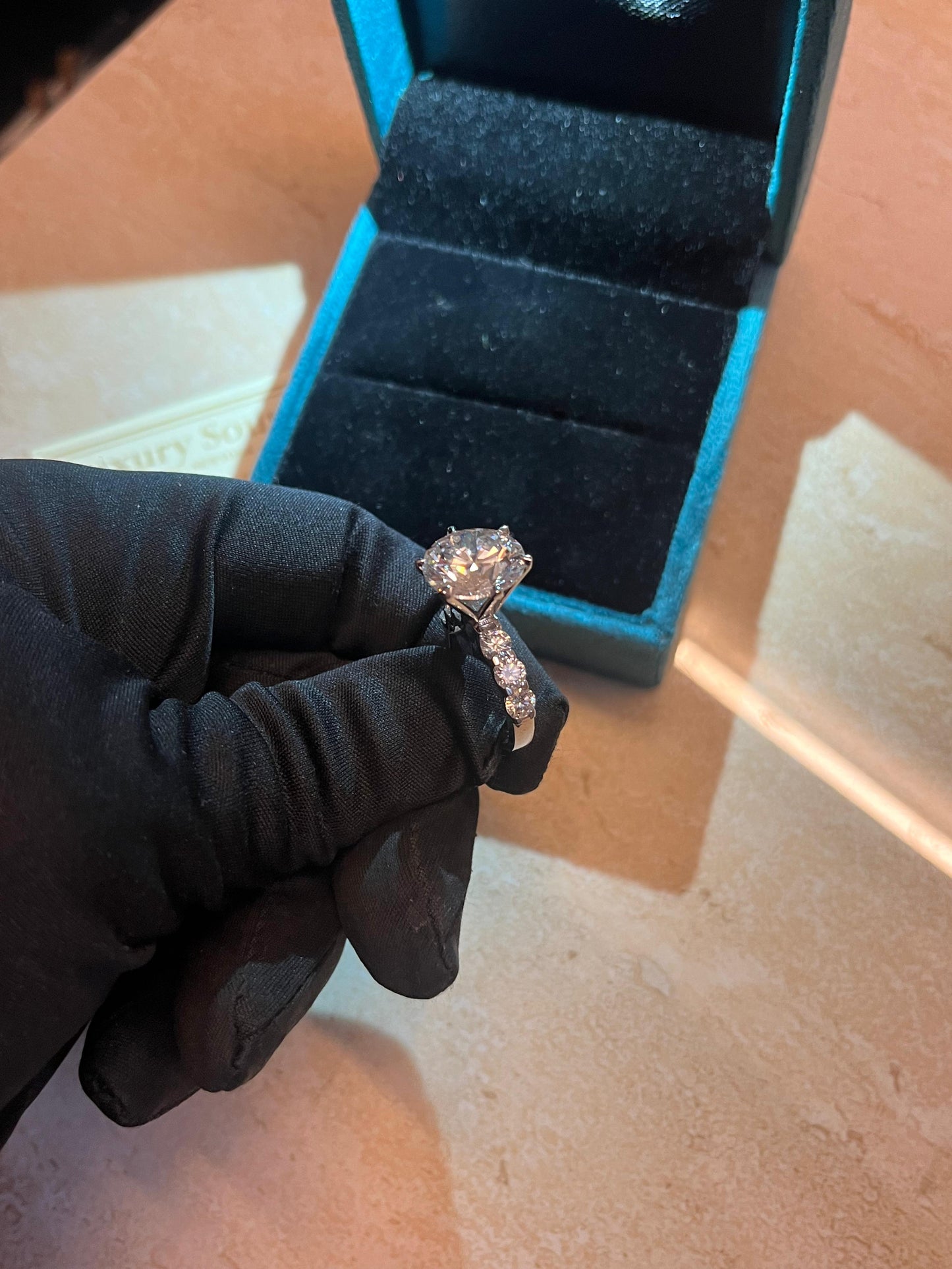 6 Carat Lab Grown Round Diamond Ring in 18Kt White Gold Base
