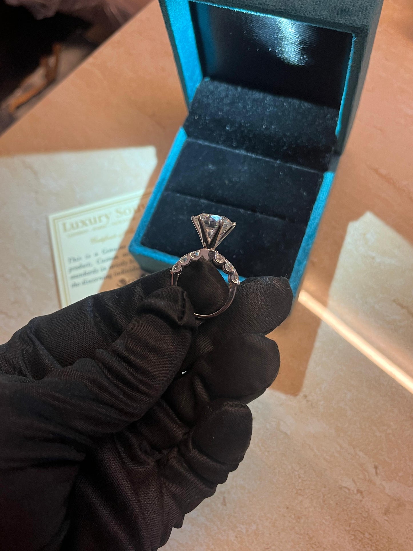 6 Carat Lab Grown Round Diamond Ring in 18Kt White Gold Base