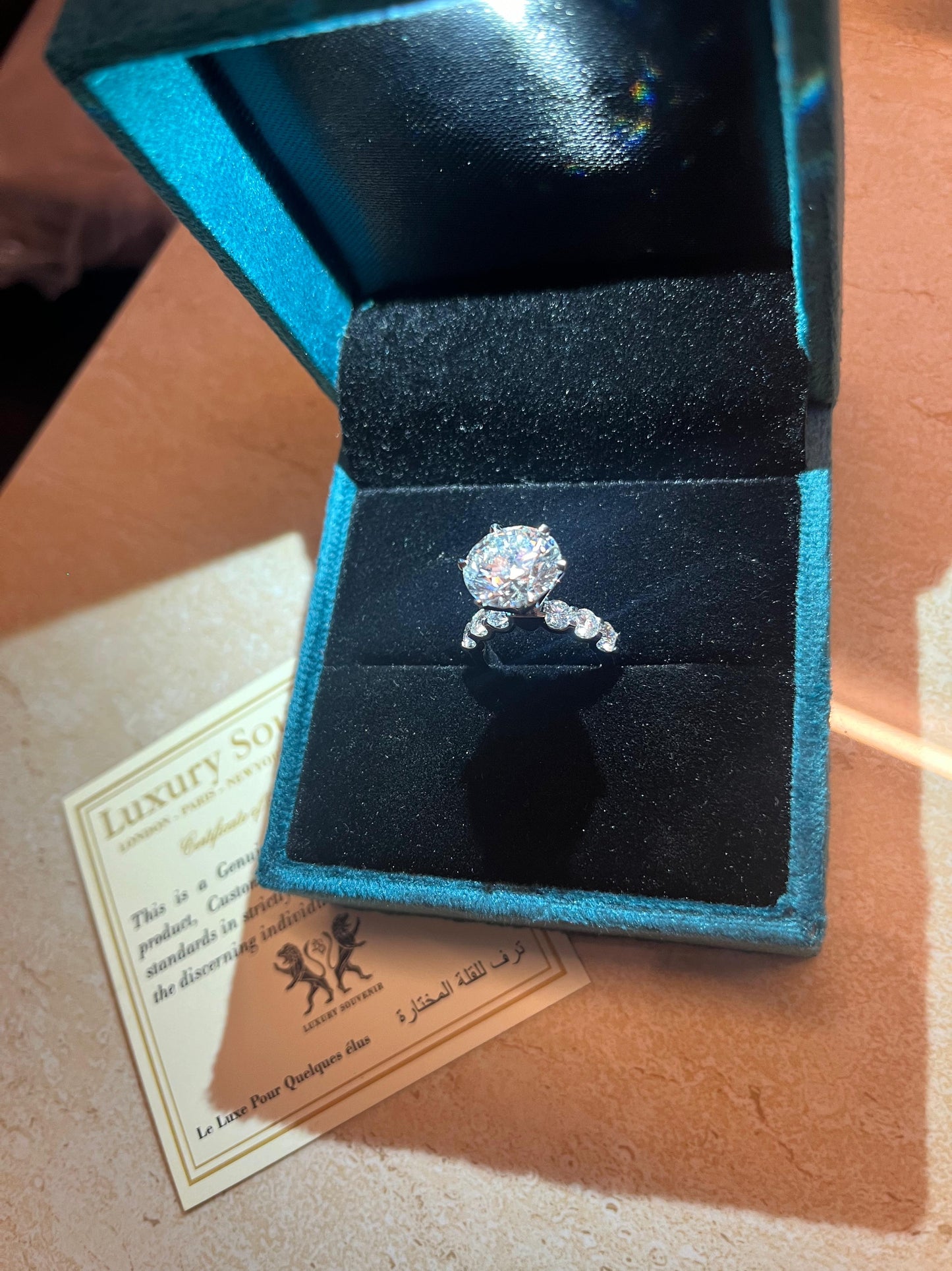 6 Carat Lab Grown Round Diamond Ring in 18Kt White Gold Base